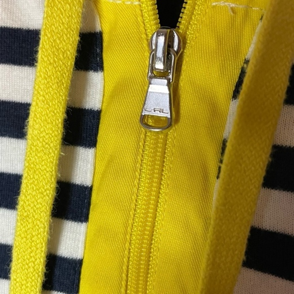 Lauren Active Ralph Lauren Navy Blue and White Striped Yellow Accents Hoodie - Picture 4 of 7